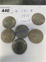 EISENHOWER DOLLAR COIN--1971, 6 COUNT