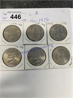 EISENHOWER DOLLAR COIN--1776-1976, 6 COUNT