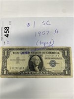 $1 SILVER CERTIFICATE, 1957 A (TAPED)
