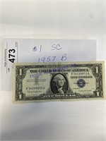 $1 SILVER CERTIFICATE, 1957 B