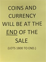 NOTICE FOR COINS & CURRENCY