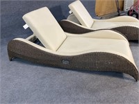 PR OF LUXOR GRAY LEATHER WICKER CHAISE
