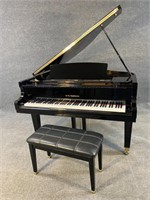 D H BALDWIN BLACK LAQUER BABY GRAND PIANO