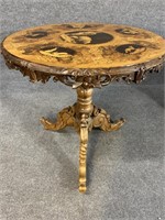 VERY RARE VICTORIAN PICTORIAL INLAY TILT TOP TABLE