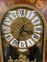 MARQUETRY INLAY FRENCH CLOCK AND PEDESTAL