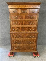 MAHOGANY BANDED LARGE CHEST ON CHEST