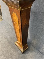 MARQUETRY INLAY FRENCH CLOCK AND PEDESTAL