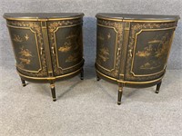 OVERSIZED PR OF CHINOISERIE DECORATED HALF