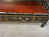 CHINOISERIE DECORATED FAUX BAMBOO OPEN SHELF
