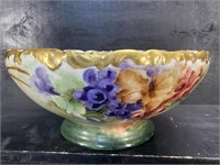 RARE T&V LIMOGES LARGE HAND PAINTED PUNCH BOWL
