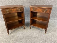 PR OF SOLID MAHOGANY 1 DRAWER STANDS