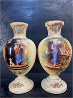 VICTORIAN HAND PAINTED BRISTOL GLASS VASES
