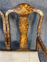ANTIQUE MARQUETRY INLAID 3 SEAT BENCH