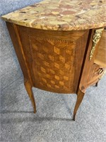 19TH CENT. FRENCH HALF ROUND MARBLE TOP COMMODE