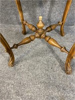 HEAVY CARVED WALNUT MARBLE TOP TABLE