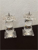 Swarovski Crystal Pedestal Pin Candlestick Holders