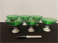 6 Vintage Green Sherberts W. Silver Inserts