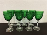 8 Vintage Emerald Green Wine Stems
