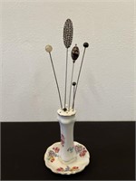 Vintage Hat Pin Holder with Antique Hat Pins