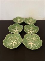 6 - Bordallo Pinheiro Green Cabbage Bowls