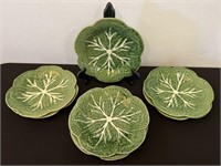 7 - Bordallo Pinheiro Green Cabbage Salad Plates