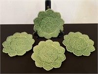 4 - Bordallo Pinheiro Green Cabbage Dessert Plates