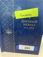 JEFFERSON NICKELS 1938-1964 COIN BOOK, COMPLETE,