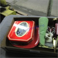 CANDY TIN, TRAYS, CANDLE HOLDERS, OTHER DECOR