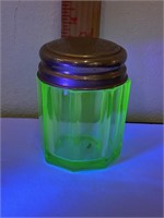 Antique Vaseline Glass Dresser Jar