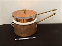 Vintage Copper & Enamelware Double Boiler
