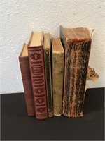 Lot 4 Antique Books & 1858 Bible