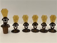 5 Antique Place Card Holders & Wine Stopper