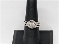 .925 Sterling Silver Diamond Swirl Ring