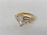 Vermeil/.925 Sterl Silv Marquise Shaped Gem Ring