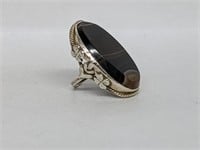 .925 Sterling Silver Large Nat Stone Ring