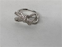 .925 Sterling Silver CZ Bow Ring