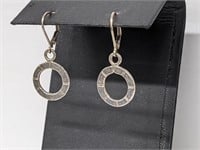 .925 Sterling Silver Round Dangle Earrings