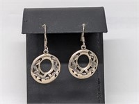 .925 Sterling Silver Round Dangle Earrings