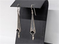 .925 Sterling Silver Onyx Earrings