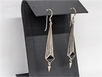 .925 Sterling Silver Onyx Earrings