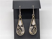 .925 Sterling Silver Opal Earrings