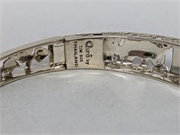 .925 Sterl Silv Gemstone Elephant Hinged Bracelet