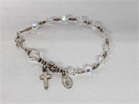 .925 Sterl Silv Beaded Religious Bracelet