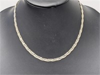 .925 Sterling Silver Braided Chain Necklace
