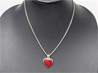.925 Sterling Silver Red Heart Pend & Chain