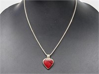.925 Sterling Silver Red Heart Pend & Chain