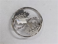 .925 Sterling Silver Leaf Brooch