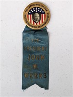 John W Weeks Political Button