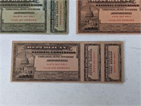 1920 Chicago Rep Natl Convention Tickets