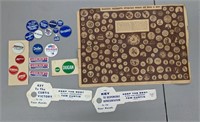 Lot of Vintage Political Buttons & Ephemera